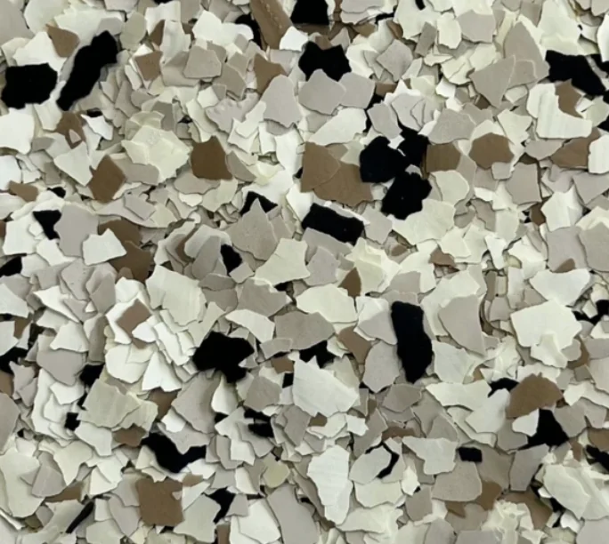 Camel — warm beige and cream flake color for elegant garage floor coatings