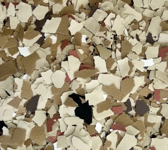 Hickory — rich brown vinyl chip blend for garage and basement floors